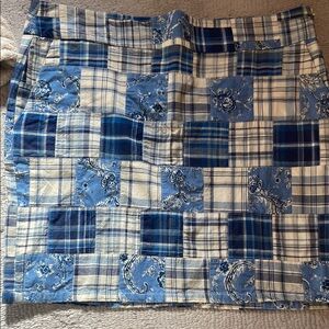 Patchwork Blue Plaid Mini Skirt